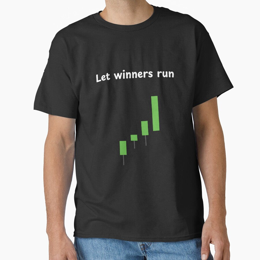 Let Winners Run Bullish Candlestick Chart Trading Quote Tee Black