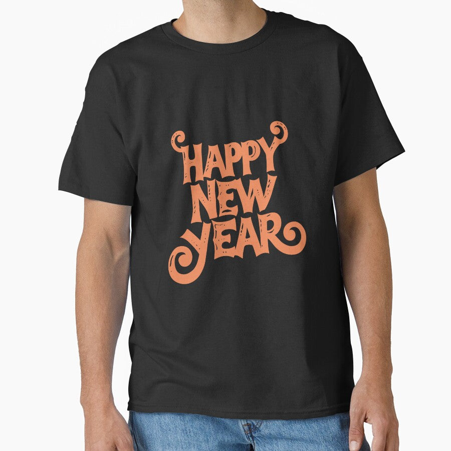 Typography New Year Shirt – Artistic Graphic Holiday Apparel Black