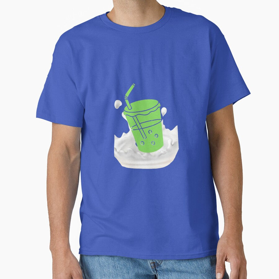 Pearl Green Tea Boba Shirt Cute Matcha Milk Tea Design Blue