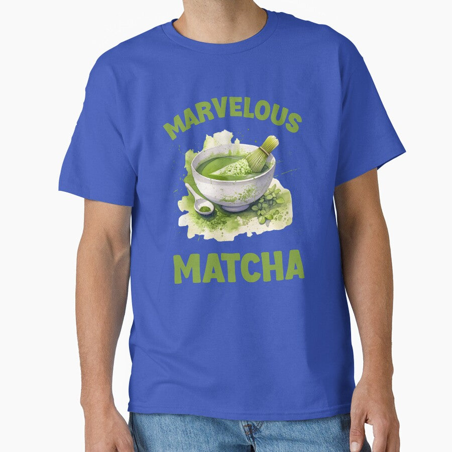 Matcha Magic In A Bowl Tee Artistic Green Tea Ceremony Top Blue