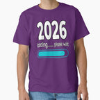 Minimal 2026 Loading Tee – Aesthetic B&W New Year Progress Bar Purple