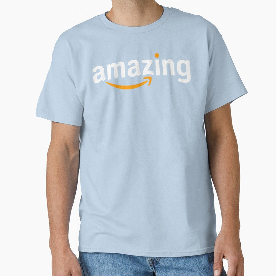 Amazing Amazon Branding Tee - Premium Logo Graphic T-Shirt Light Blue