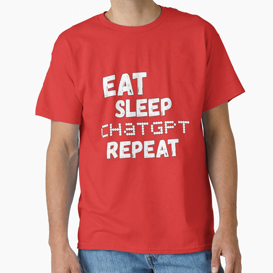 Eat Sleep ChatGPT Daily Routine Shirt | AI Power User Graphic Tee Red