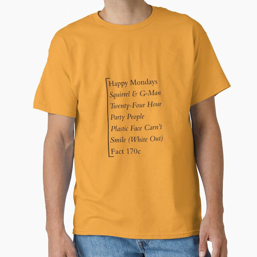 Happy Mondays Plastic Face Carn't Smile Classic T-Shirt Gold