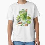 Iced Matcha Latte Graphic Tee: Refreshing Green Tea Classic T-Shirt White