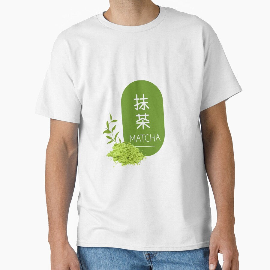 Original Matcha Graphic T-Shirt Premium Cotton Green Tea Top White