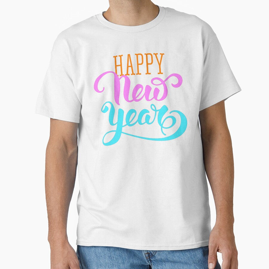 Colorful New Year Congrats Shirt – Vibrant Holiday Greeting White