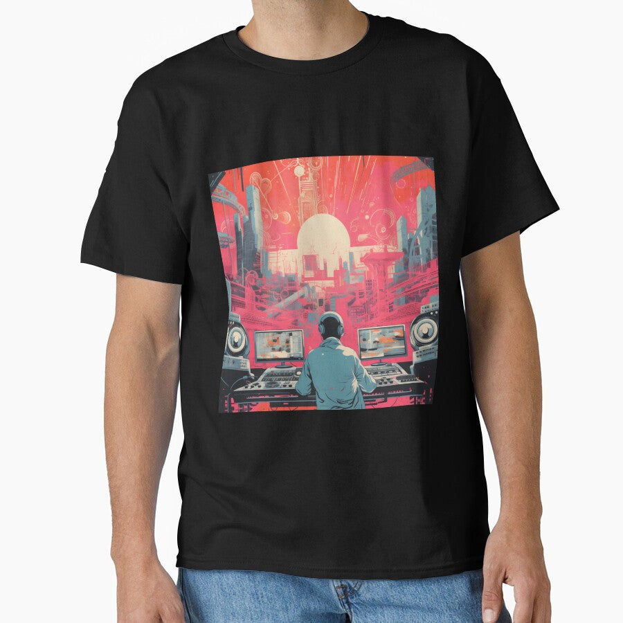 Night of the Risograph 2 Oversized T-Shirt Artistic Print Design Wear Black