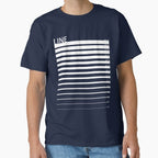 Minimalist Line Art Graphic Tee - Premium Cotton Classic T-Shirt Navy Blue