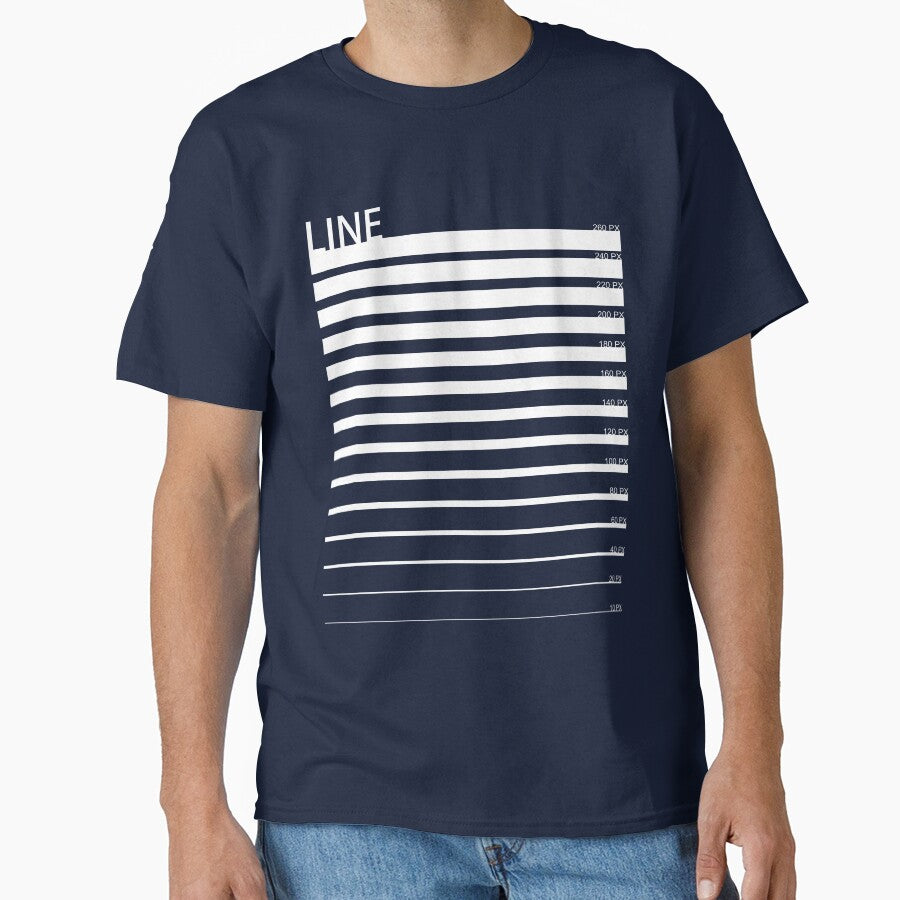 Minimalist Line Art Graphic Tee - Premium Cotton Classic T-Shirt Navy Blue