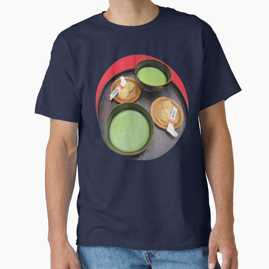 Matcha and Mochi Japanese Snack Tee Traditional Dessert Shirt Navy Blue