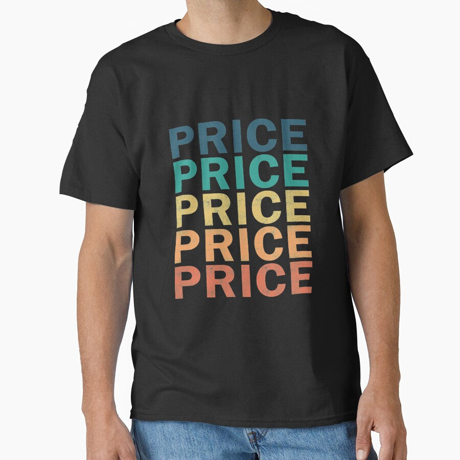 Price Vintage Retro Name Shirt | Classic Distressed Surname Tee Black