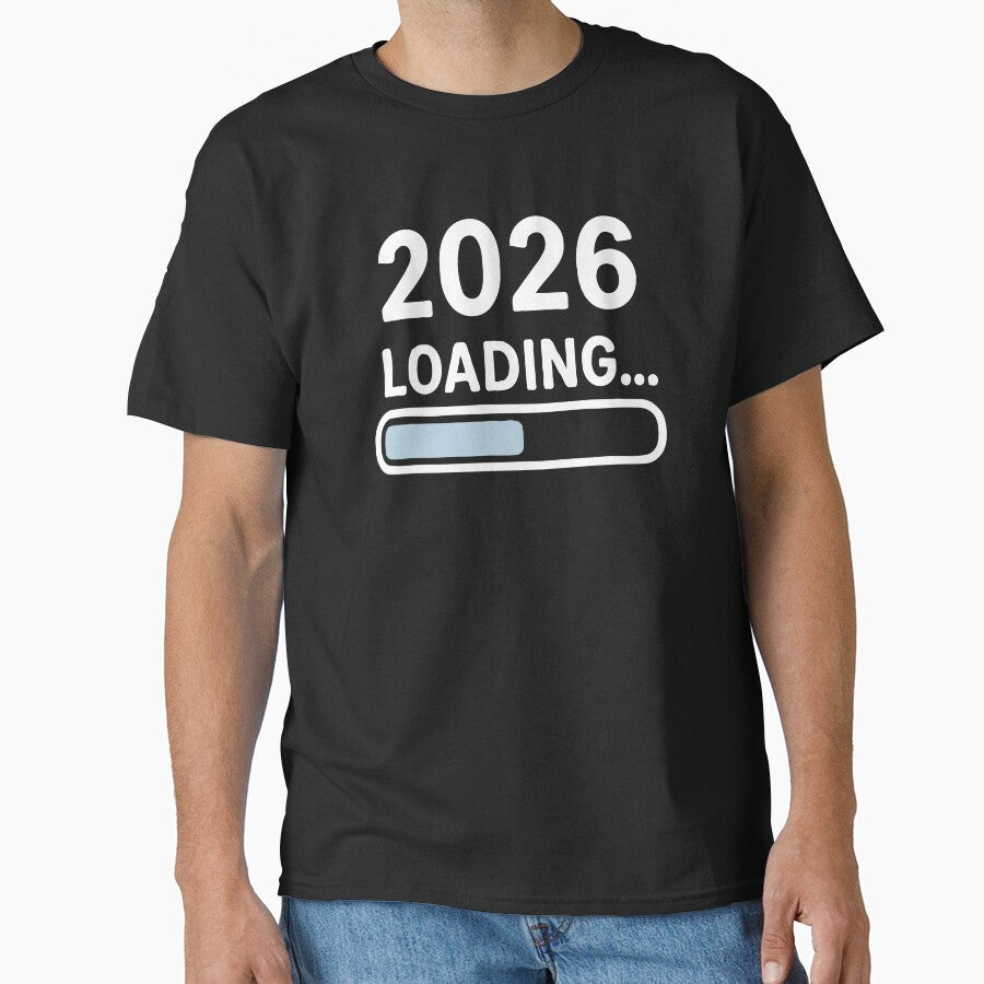 2026 Loading Progress Bar Tech Aesthetic Design Classic T-Shirt Black