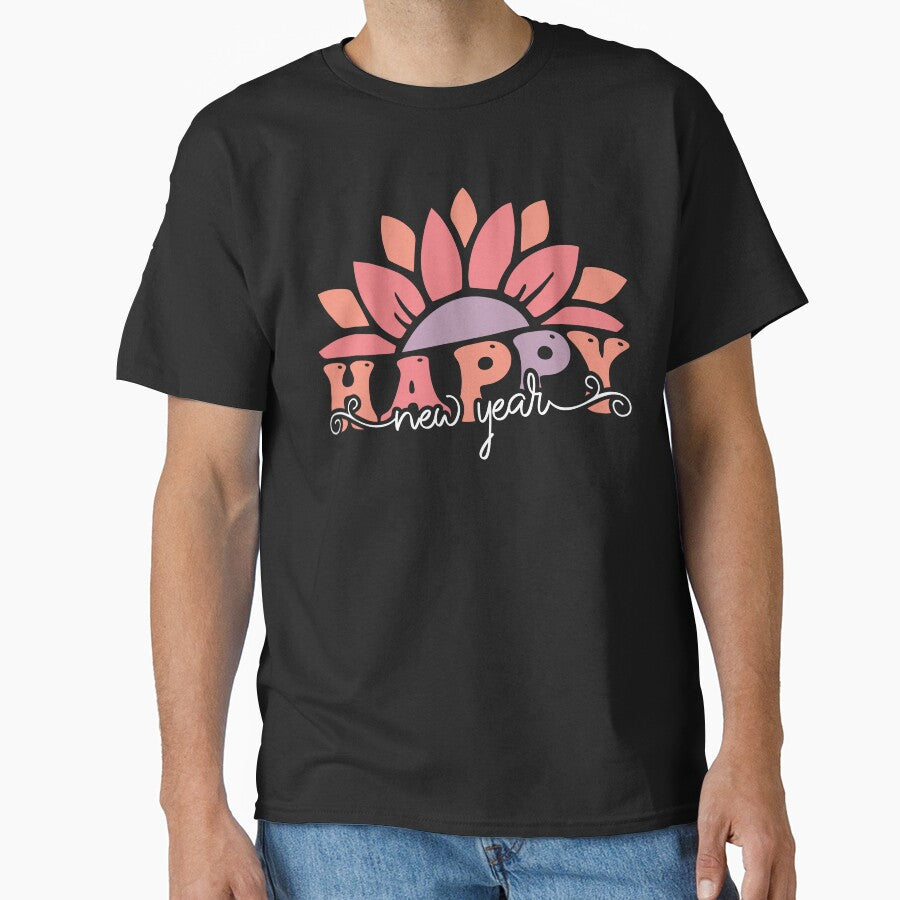 Happy New Year Simple Tee – Clean Festive Graphic Apparel Black