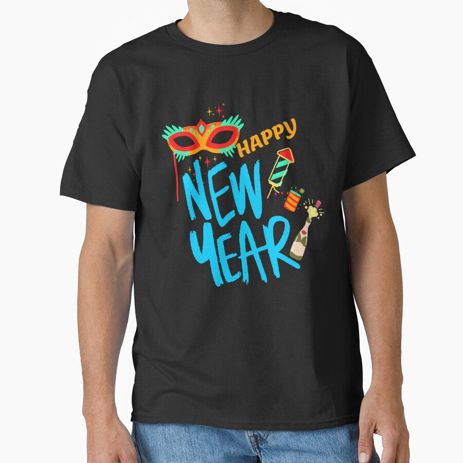 New Year Classic Party Tee – Simple Festive Holiday Wardrobe Black