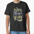 Happy New Year 2022 Retro Tee – Classic Festive Event Shirt Black