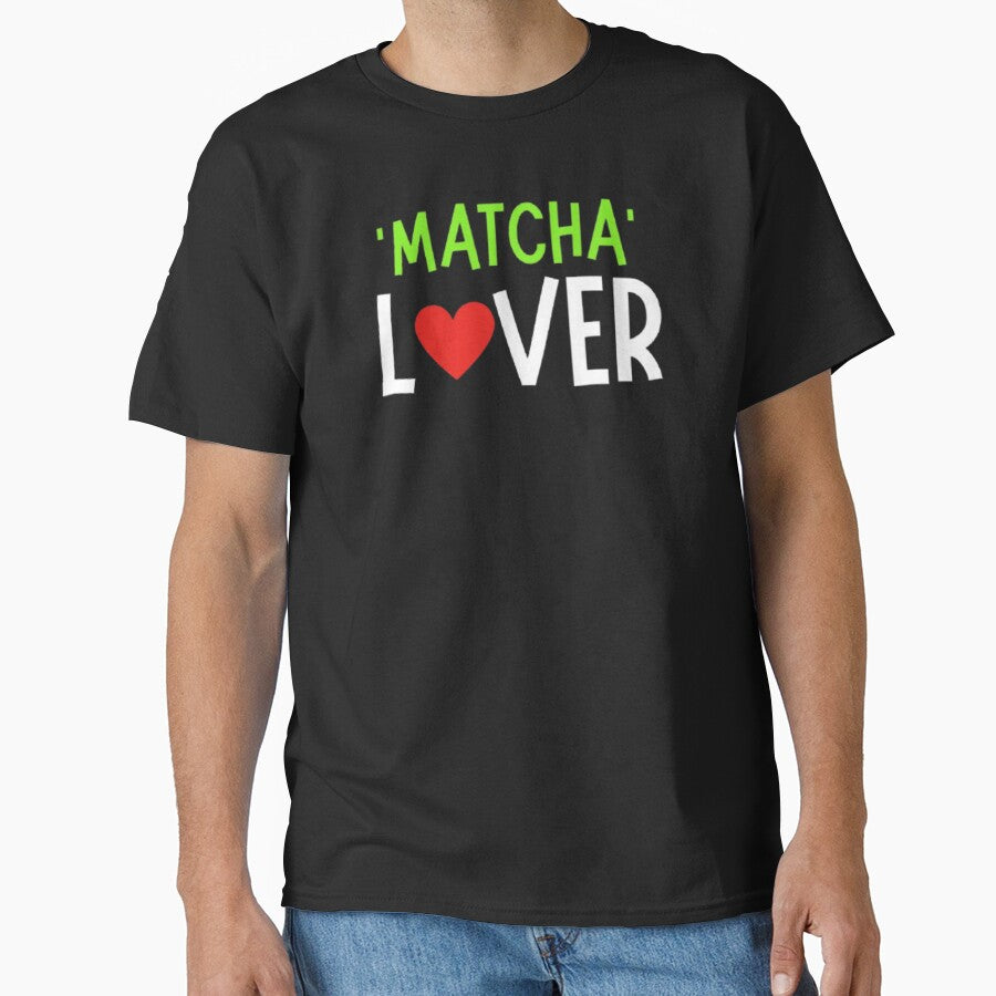 Matcha Lover Simple Graphic T-Shirt Premium Soft Cotton Tee Black