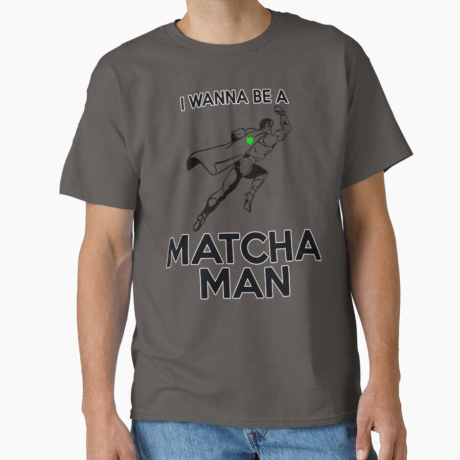 I Wanna Be A Matcha Man Tee Japanese Tea Pot Graphic Shirt Dark Grey