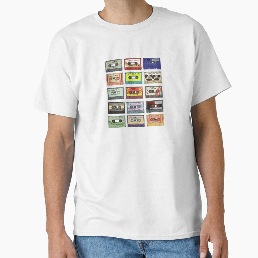 Babel Cassette Tapes Vintage Library Design Classic T-Shirt White