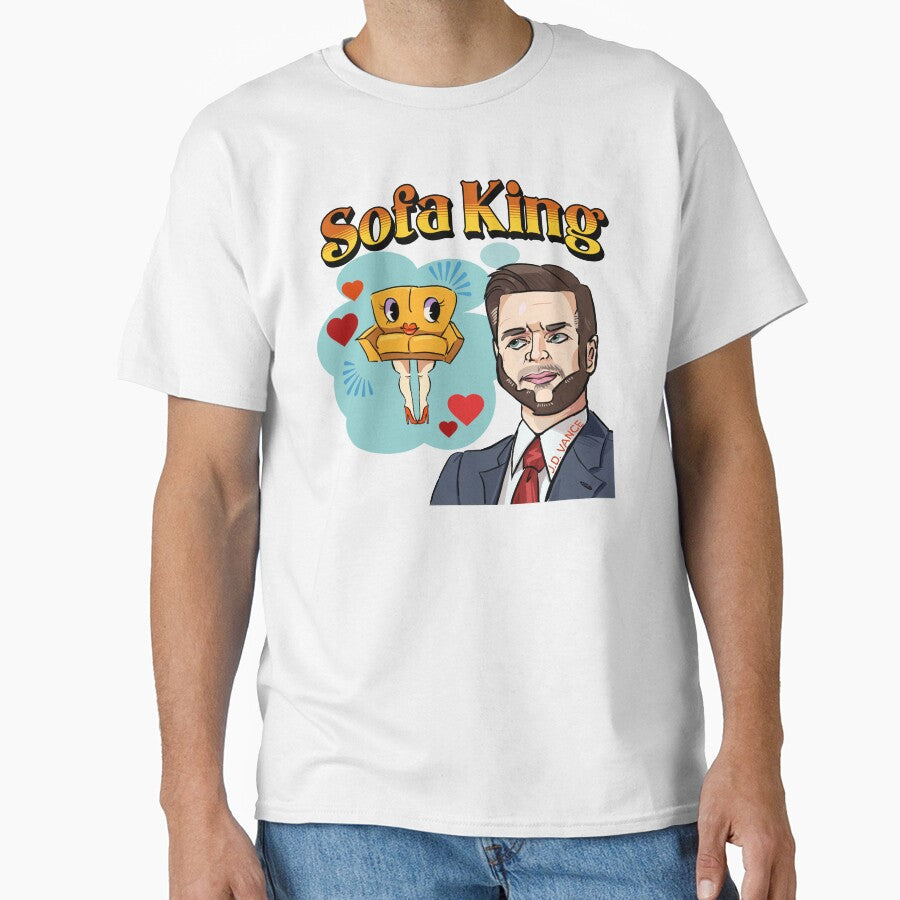 JD Vance Sofa King Funny Political Satire Shirt | Viral Meme Tee White