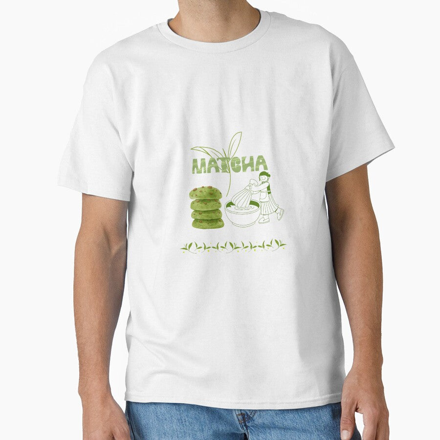 Classic Bold Matcha Font T-Shirt Minimalist Tea Drinker Top White