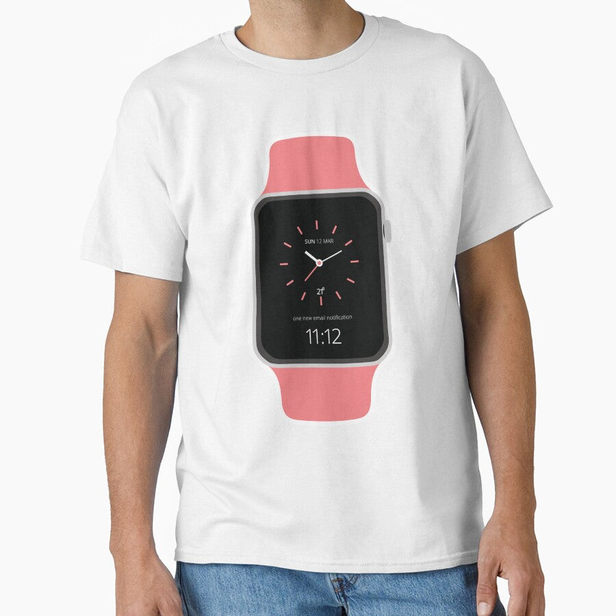 Modern Smart Watch Graphic Tee – Minimalist Digital Gadget Gift White
