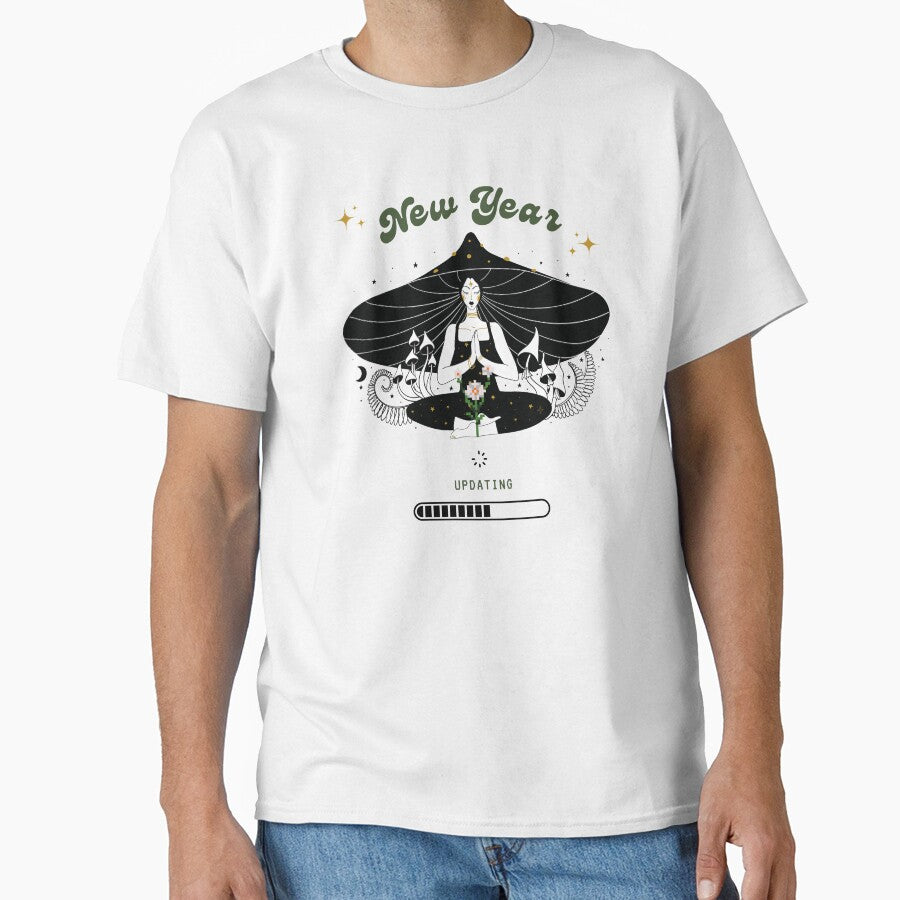 Meditating Mushroom New Year 2.0 – Fun Loading Update Design White