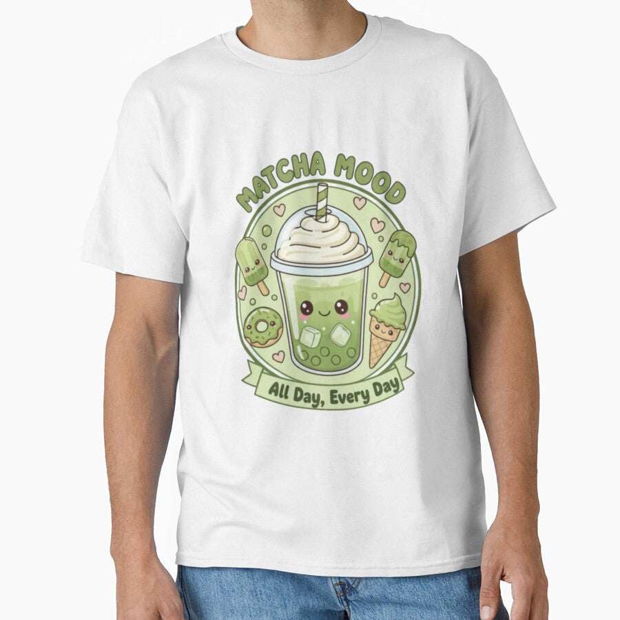 Matcha Mood Aesthetic Graphic T-Shirt Zen Green Tea Apparel White