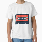Red Retro Cassette Tape 90s Music Style Classic T-Shirt White