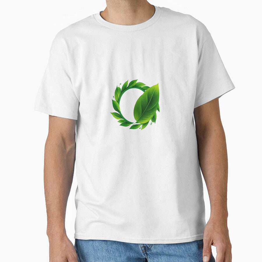 Simple Green Leaf Logo Eco-Friendly Organic Cotton T-Shirt White