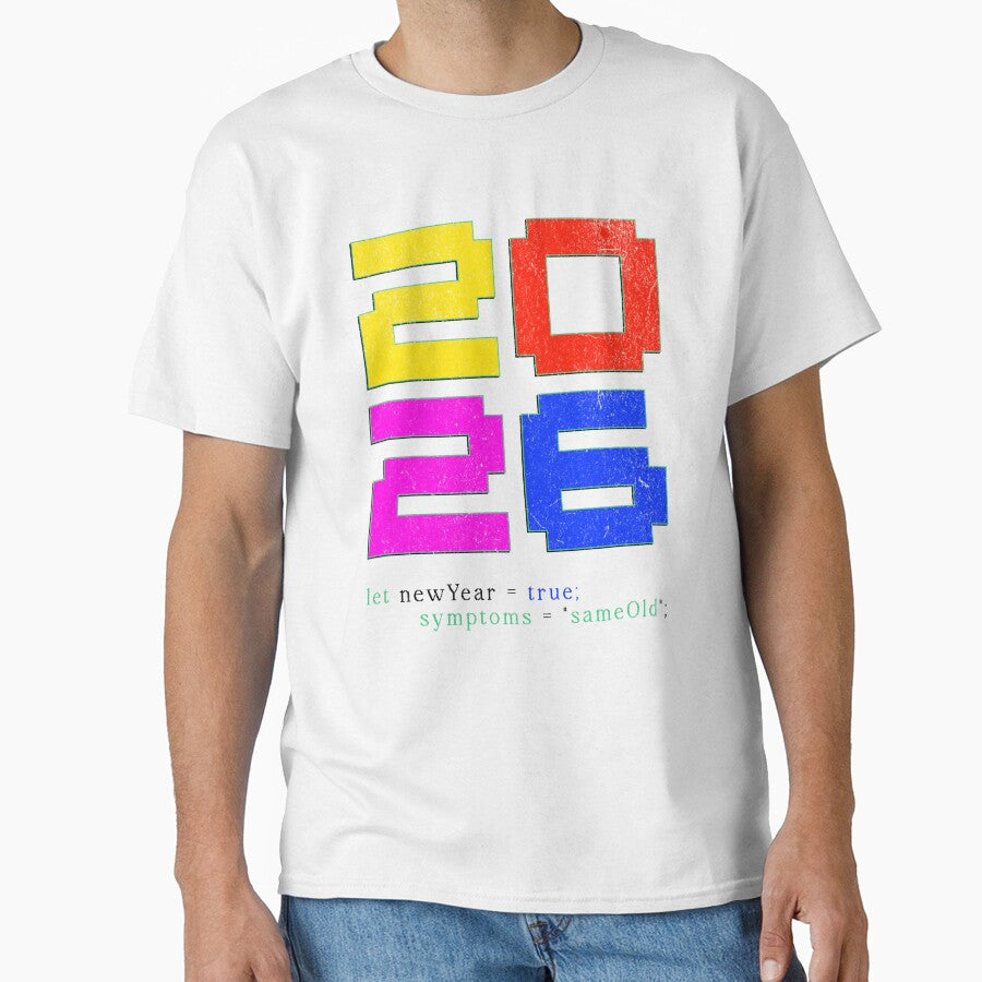 Pixel Code 2026 Humor Shirt – 90s Style Chronic Illness Design White