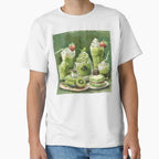 Matcha Green Tea Latte and Pastry Tee Sweet Breakfast Design White