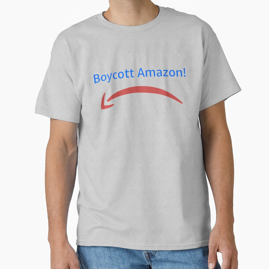 Boycott Amazon Statement Tee - Social Justice Activism Apparel Heather Grey