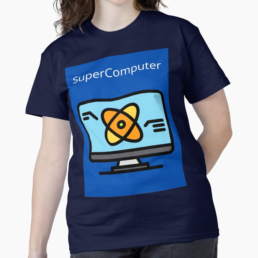 SuperComputer Processing Power Oversized T-Shirt High Performance Tech Navy