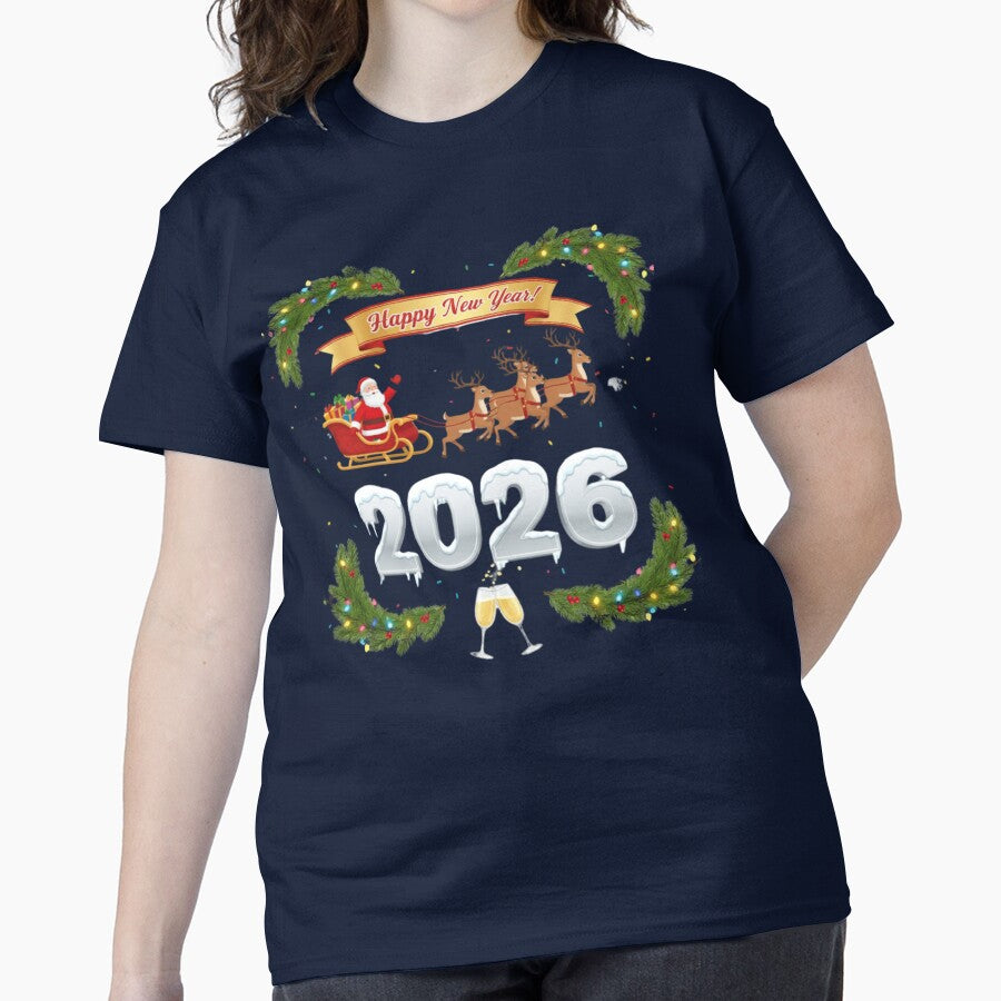 Celebrate 2026 Graphic Tee – Festive New Year Celebration Outfit Navy Blue