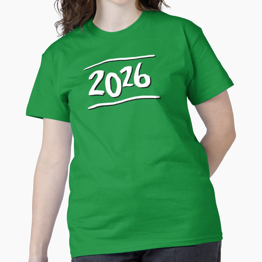 2026 Bold Number Year Celebration Minimalist Classic T-Shirt Green