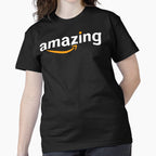 Creative Amazon Smile Logo Tee - Iconic Brand Identity Apparel Black