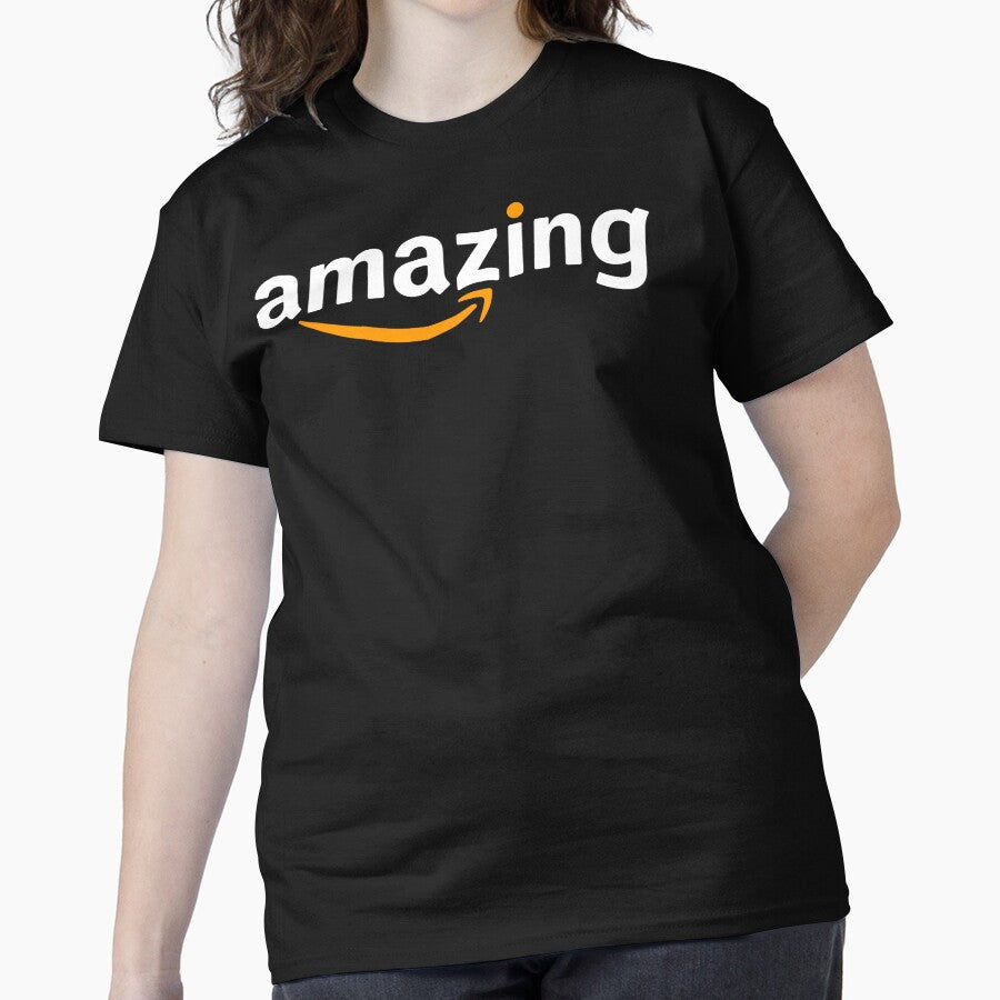 Creative Amazon Smile Logo Tee - Iconic Brand Identity Apparel Black