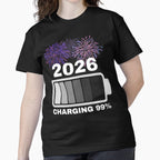 2026 Loading Battery Shirt – Funny 99% Charging New Year Tee Black