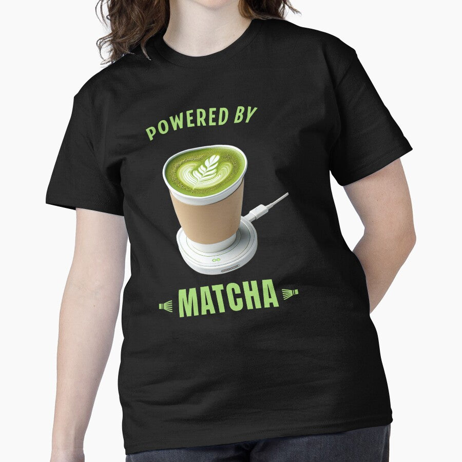 Powered By Matcha Shirt: High Energy Caffeine Aesthetic Classic Tee Black