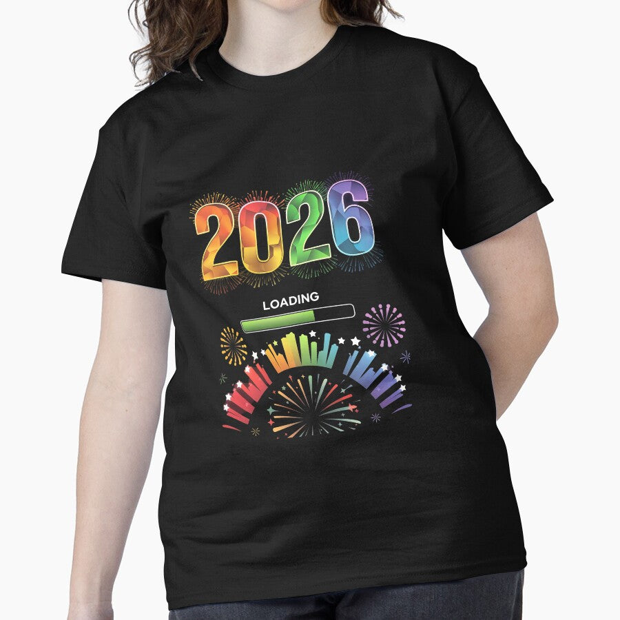 2026 Loading Bar Rainbow New Year Countdown Classic T-Shirt Black