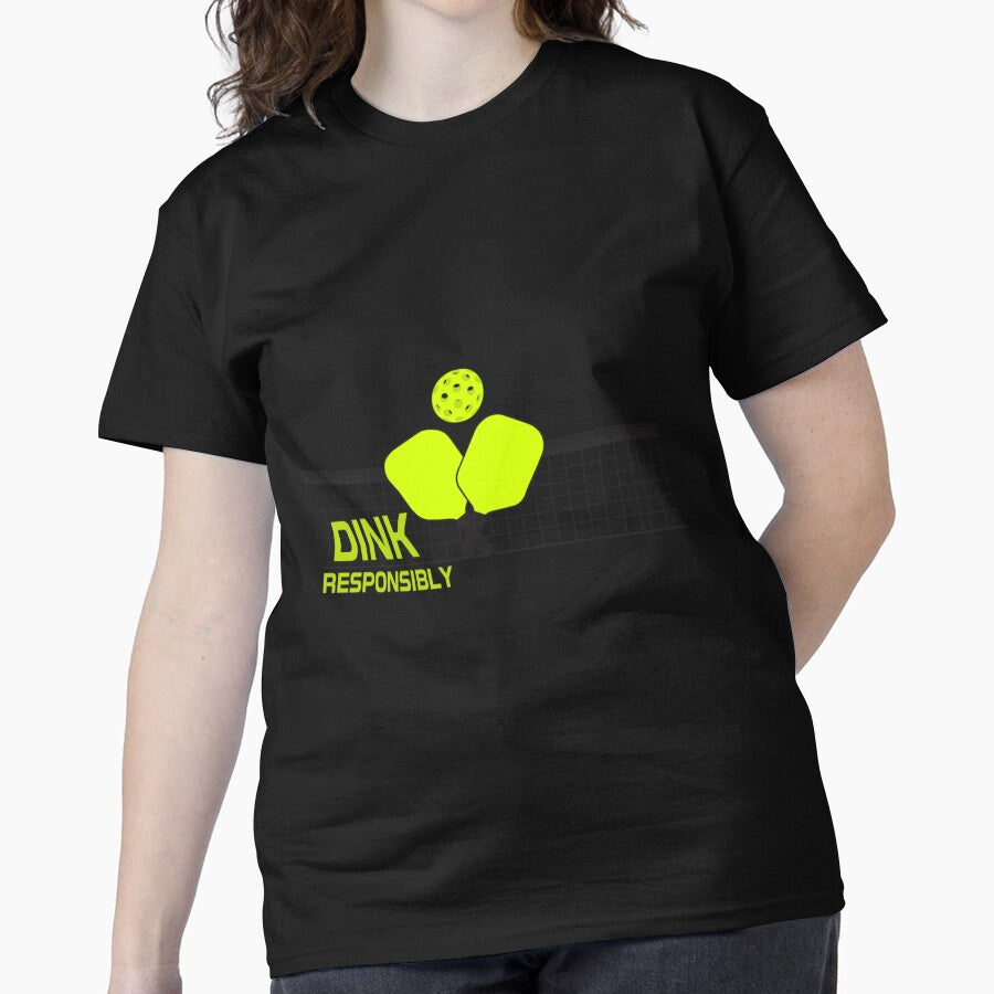 Dink Responsibly Crossed Paddles Essential Pickleball Tee Black