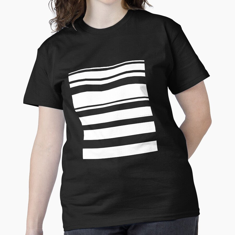 Horizontal White Lines Abstract Pattern Classic T-Shirt Black