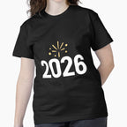 2026 Fireworks Minimalist New Year Celebration Classic T-Shirt Black