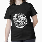 New Year Minimalist Tee – Essential Festive Graphic Apparel Black