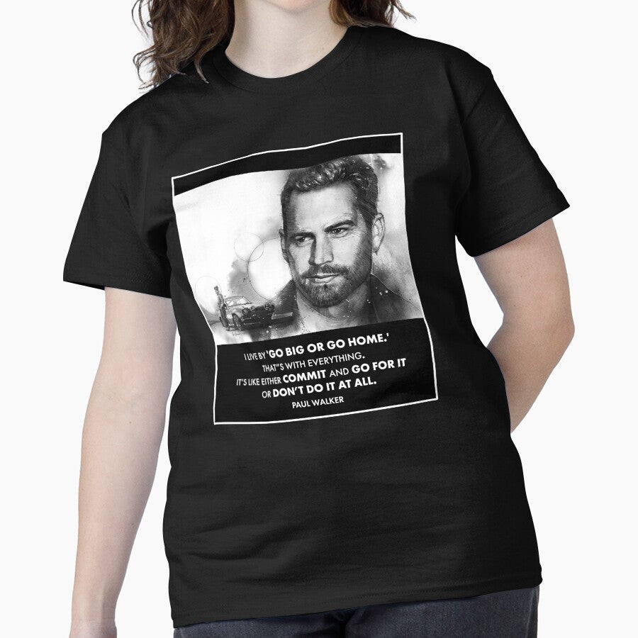 Paul Walker Tribute Fast and Furious Legend Classic T-Shirt Black