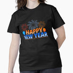 Happy New Year Bold Tee – Striking Festive Party Statement Black
