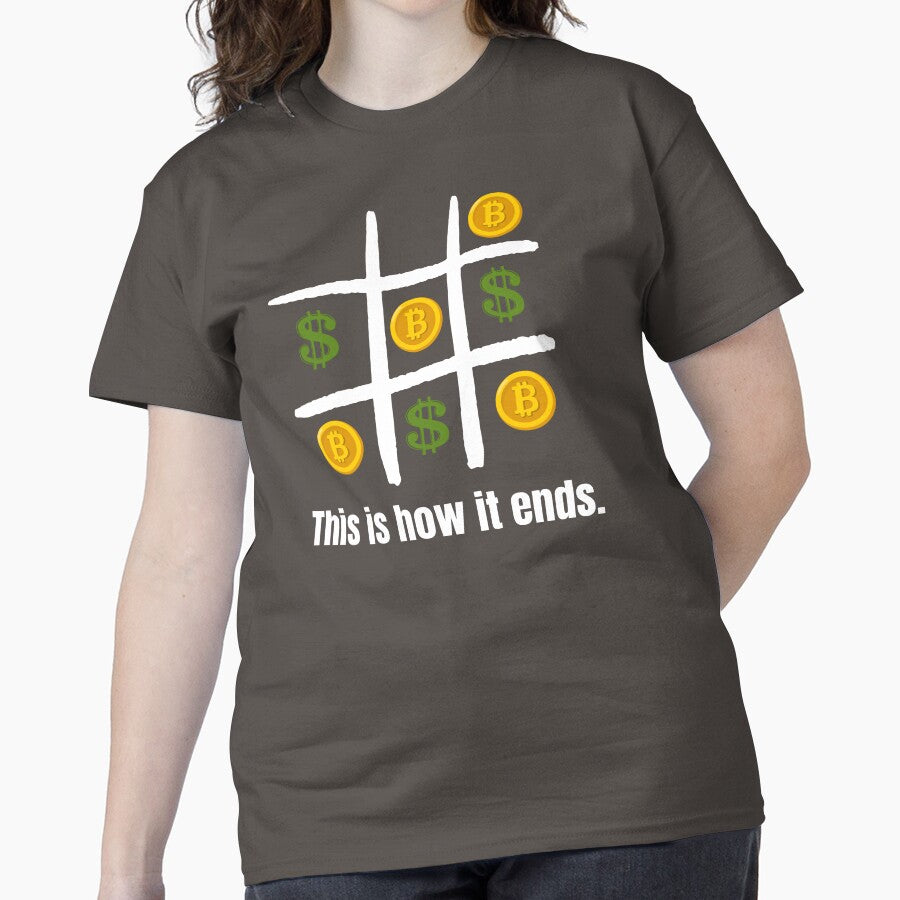 Tic Tac Toe Bitcoin vs Dollar Financial Crypto Future Tee Dark Grey