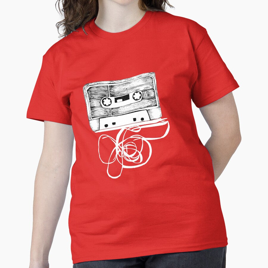 Classic Audio Cassette Coming Out Graphic Classic T-Shirt Red