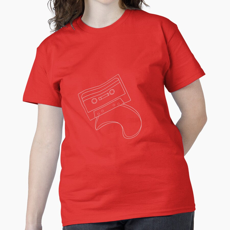 Cassette Illustration Detailed Hand Drawn Classic T-Shirt Red